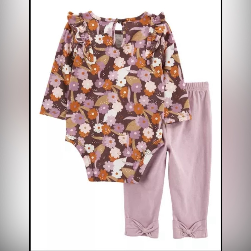 NWT CARTERS 4 piece mix and match purple floral baby girl set - size 6 mo